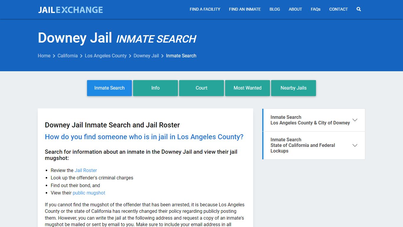 Inmate Search: Roster & Mugshots - Downey Jail, CA