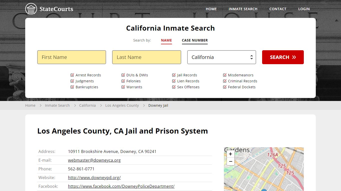 Downey Jail Inmate Records Search, California - StateCourts
